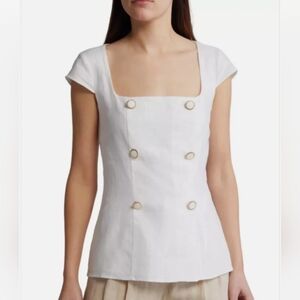 Reformation Meela White Linen Top Size 2